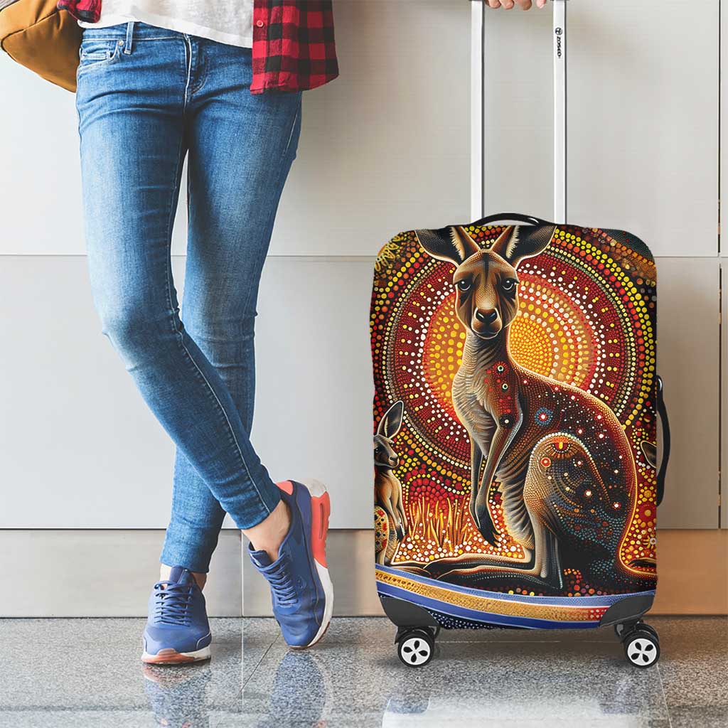 Australian Aboriginal Art Kangaroo Luggage Cover Our Children Our Future Aboriginal Dot Painting