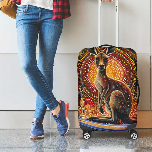 Australian Aboriginal Art Kangaroo Luggage Cover Our Children Our Future Aboriginal Dot Painting