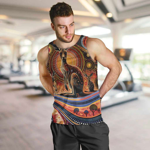 Australian Aboriginal Art Kangaroo Men Tank Top Our Children Our Future Aboriginal Dot Painting