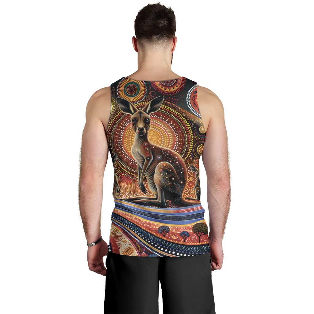 Australian Aboriginal Art Kangaroo Men Tank Top Our Children Our Future Aboriginal Dot Painting