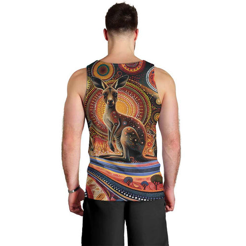 Australian Aboriginal Art Kangaroo Men Tank Top Our Children Our Future Aboriginal Dot Painting