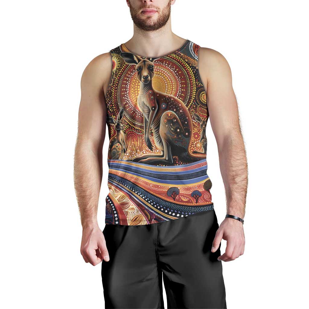 Australian Aboriginal Art Kangaroo Men Tank Top Our Children Our Future Aboriginal Dot Painting