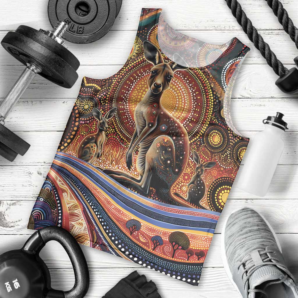 Australian Aboriginal Art Kangaroo Men Tank Top Our Children Our Future Aboriginal Dot Painting