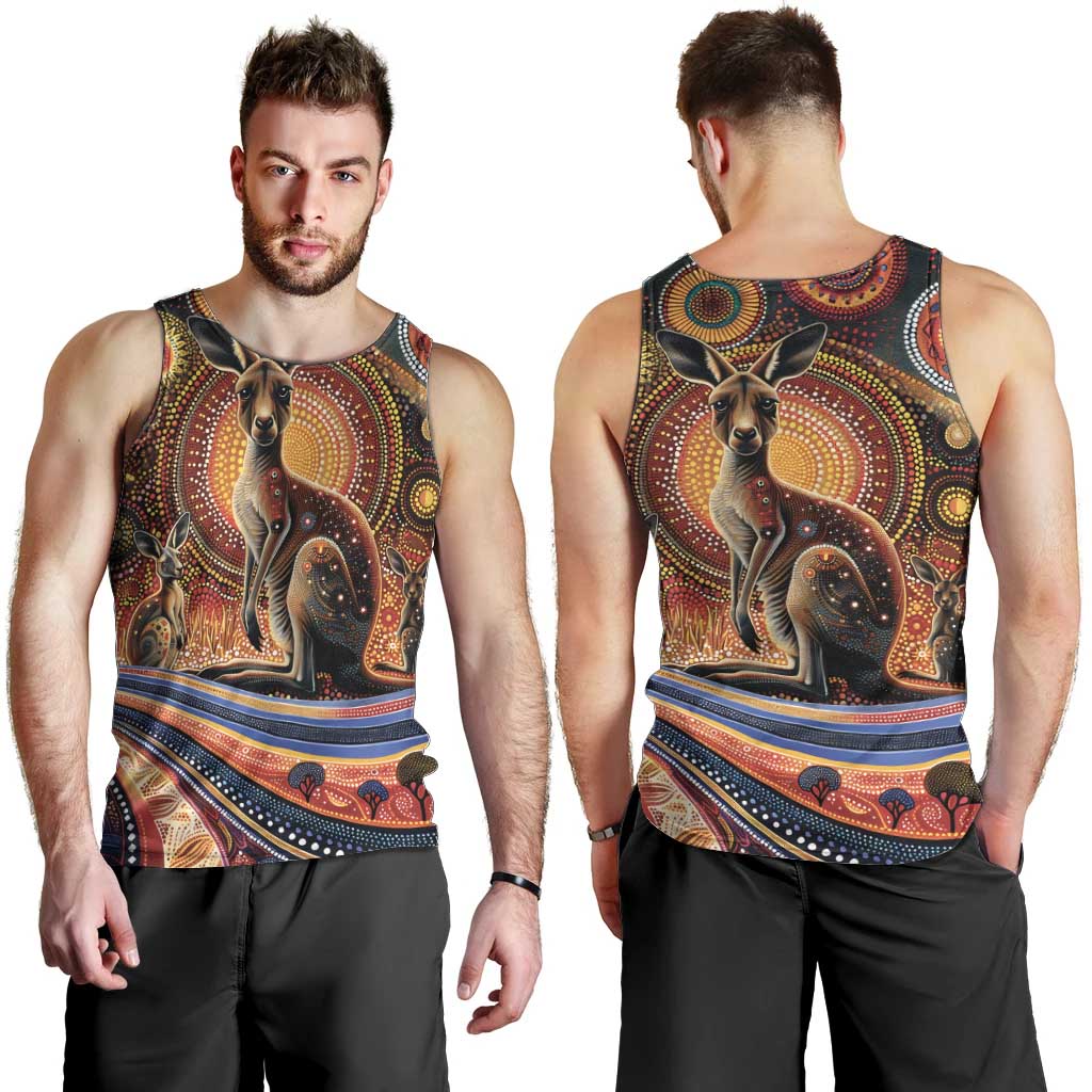 Australian Aboriginal Art Kangaroo Men Tank Top Our Children Our Future Aboriginal Dot Painting