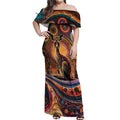 Australian Aboriginal Art Kangaroo Off Shoulder Maxi Dress Our Children Our Future Aboriginal Dot Painting