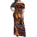 Australian Aboriginal Art Kangaroo Off Shoulder Maxi Dress Our Children Our Future Aboriginal Dot Painting