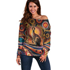 Australian Aboriginal Art Kangaroo Off Shoulder Sweater Our Children Our Future Aboriginal Dot Painting