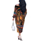 Australian Aboriginal Art Kangaroo Off The Shoulder Long Sleeve Dress Our Children Our Future Aboriginal Dot Painting