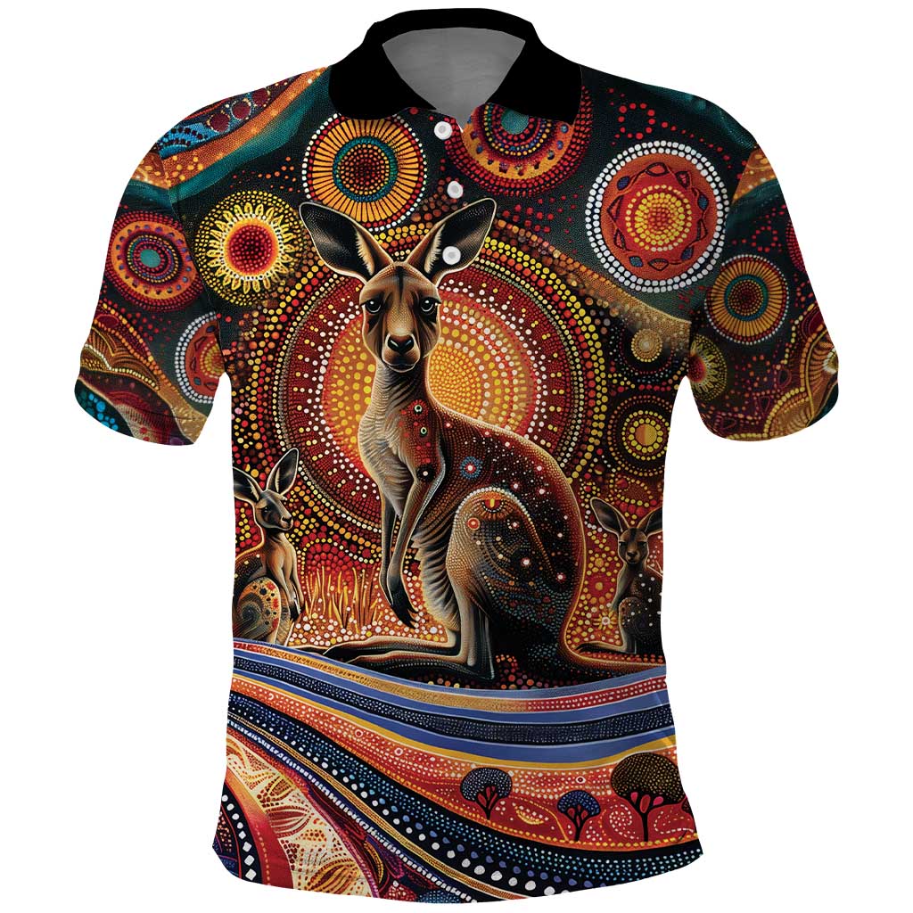 Australian Aboriginal Art Kangaroo Polo Shirt Our Children Our Future Aboriginal Dot Painting