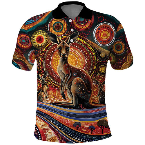 Australian Aboriginal Art Kangaroo Polo Shirt Our Children Our Future Aboriginal Dot Painting