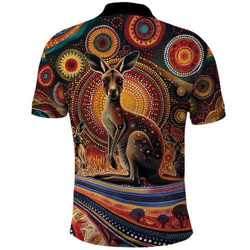 Australian Aboriginal Art Kangaroo Polo Shirt Our Children Our Future Aboriginal Dot Painting