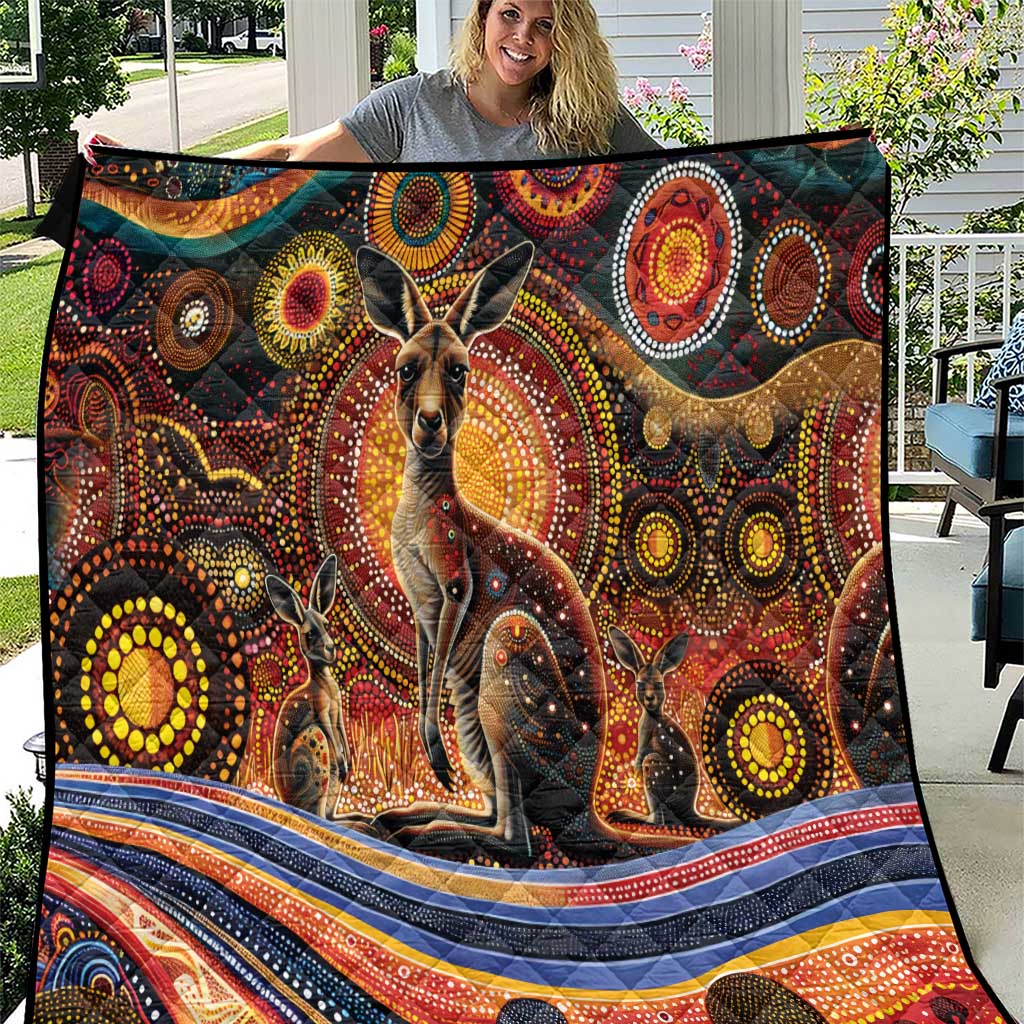 Australian Aboriginal Art Kangaroo Quilt Our Children Our Future Aboriginal Dot Painting