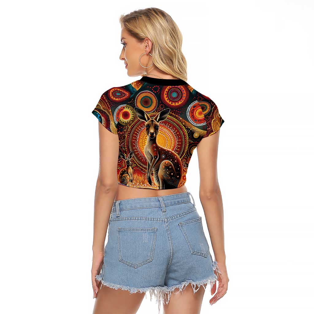 Australian Aboriginal Art Kangaroo Raglan Cropped T Shirt Our Children Our Future Aboriginal Dot Painting