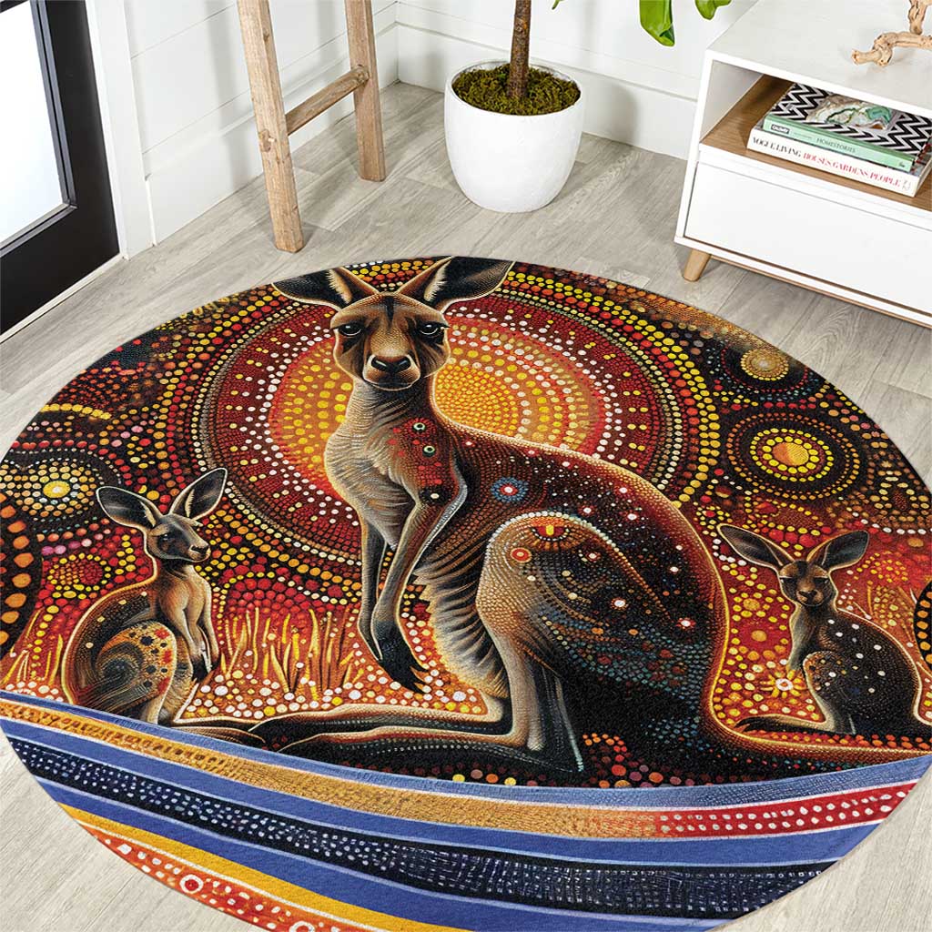 Australian Aboriginal Art Kangaroo Round Carpet Our Children Our Future Aboriginal Dot Painting