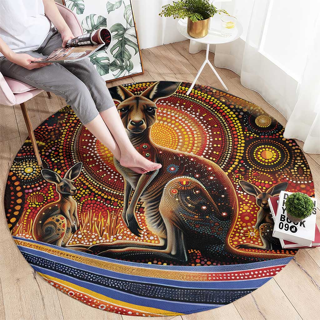 Australian Aboriginal Art Kangaroo Round Carpet Our Children Our Future Aboriginal Dot Painting