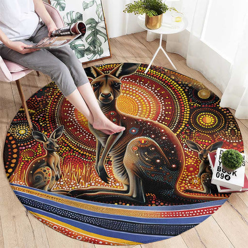Australian Aboriginal Art Kangaroo Round Carpet Our Children Our Future Aboriginal Dot Painting