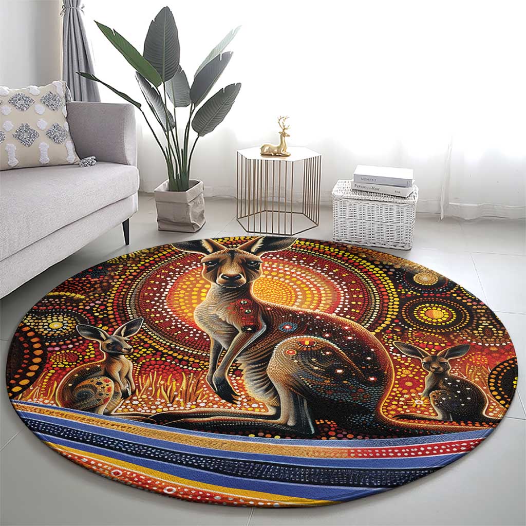Australian Aboriginal Art Kangaroo Round Carpet Our Children Our Future Aboriginal Dot Painting