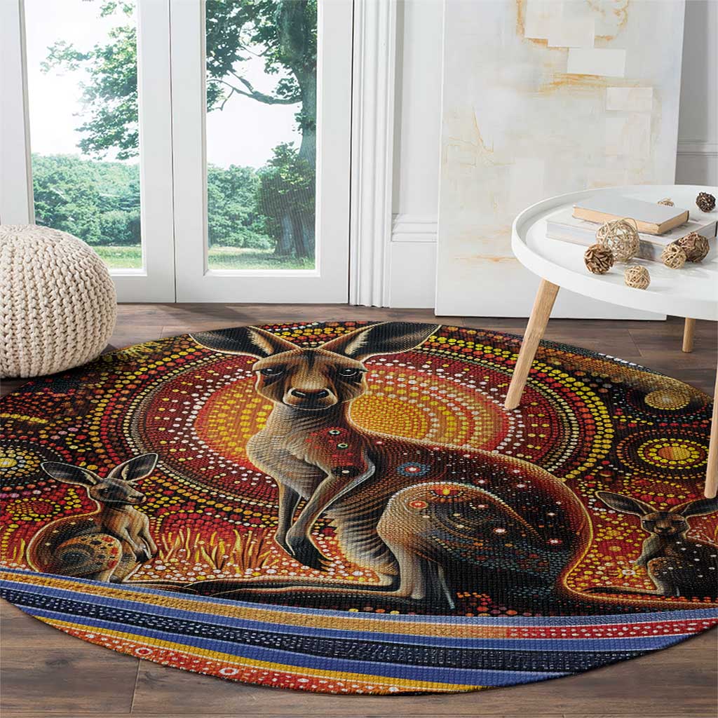 Australian Aboriginal Art Kangaroo Round Carpet Our Children Our Future Aboriginal Dot Painting