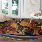 Australian Aboriginal Art Kangaroo Round Carpet Our Children Our Future Aboriginal Dot Painting