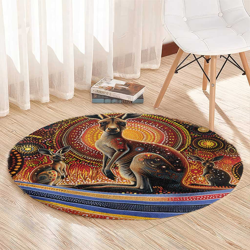 Australian Aboriginal Art Kangaroo Round Carpet Our Children Our Future Aboriginal Dot Painting