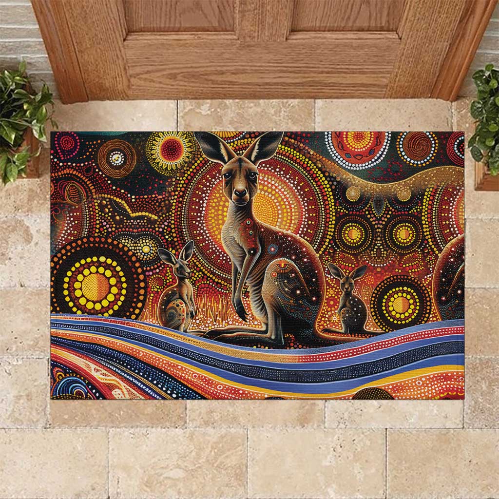 Australian Aboriginal Art Kangaroo Rubber Doormat Our Children Our Future Aboriginal Dot Painting
