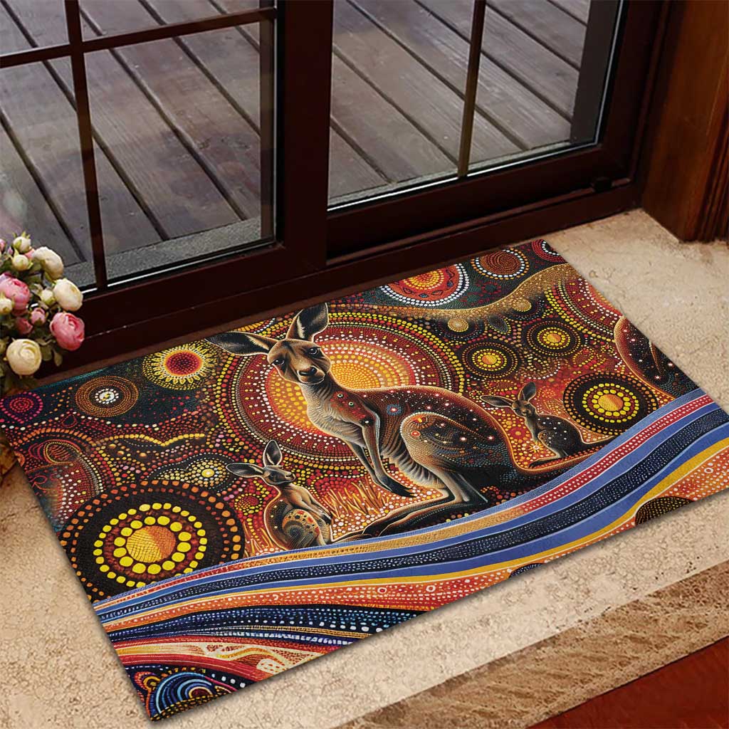 Australian Aboriginal Art Kangaroo Rubber Doormat Our Children Our Future Aboriginal Dot Painting