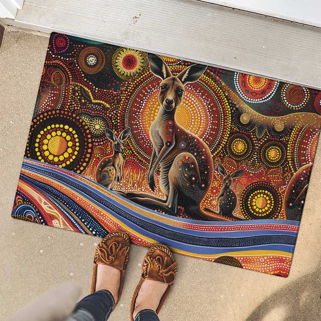Australian Aboriginal Art Kangaroo Rubber Doormat Our Children Our Future Aboriginal Dot Painting