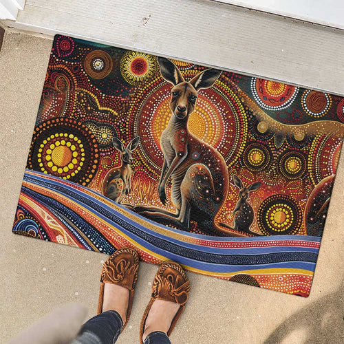 Australian Aboriginal Art Kangaroo Rubber Doormat Our Children Our Future Aboriginal Dot Painting