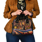 Australian Aboriginal Art Kangaroo Shoulder Handbag Our Children Our Future Aboriginal Dot Painting