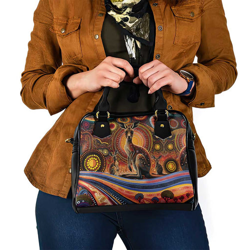 Australian Aboriginal Art Kangaroo Shoulder Handbag Our Children Our Future Aboriginal Dot Painting