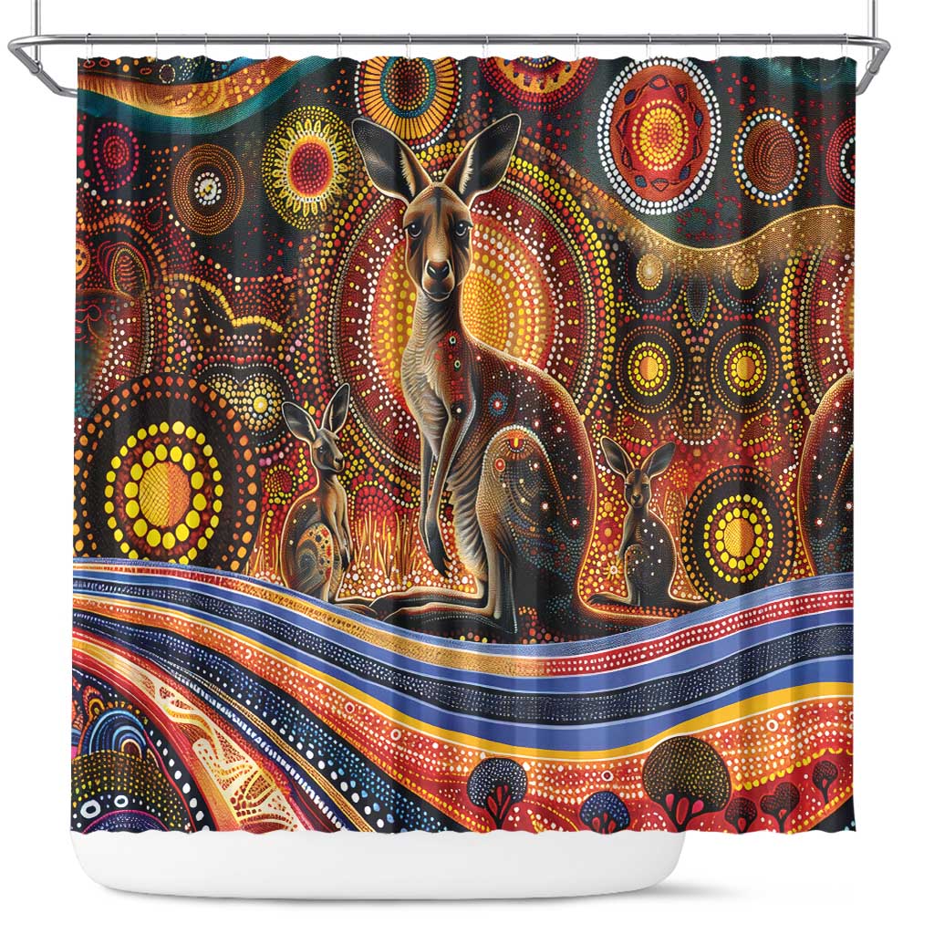 Australian Aboriginal Art Kangaroo Shower Curtain Our Children Our Future Aboriginal Dot Painting
