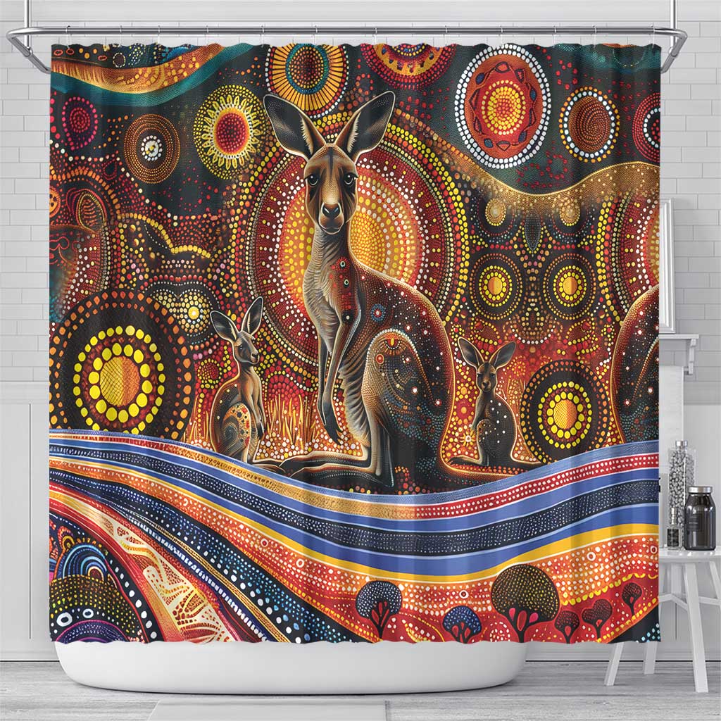 Australian Aboriginal Art Kangaroo Shower Curtain Our Children Our Future Aboriginal Dot Painting