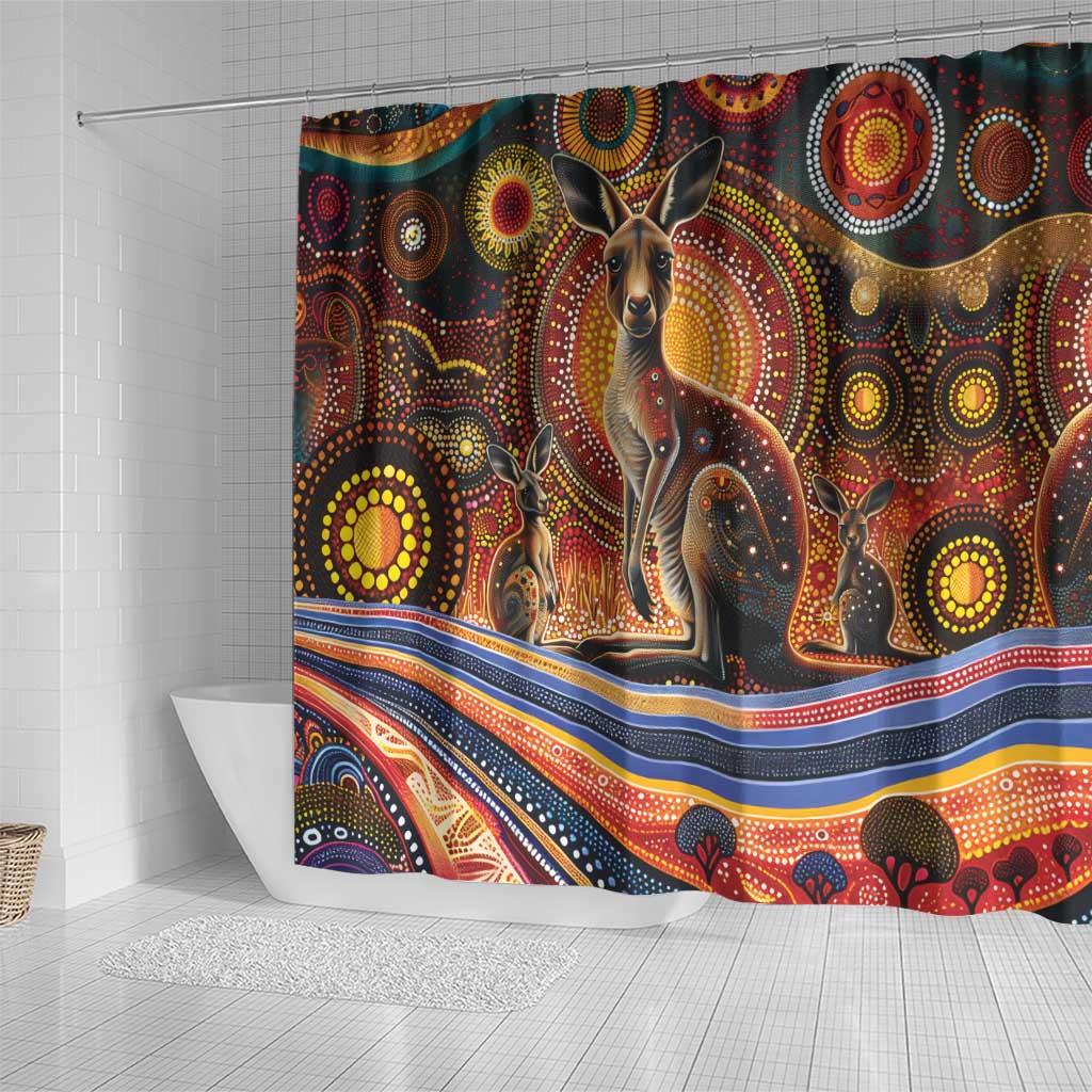 Australian Aboriginal Art Kangaroo Shower Curtain Our Children Our Future Aboriginal Dot Painting