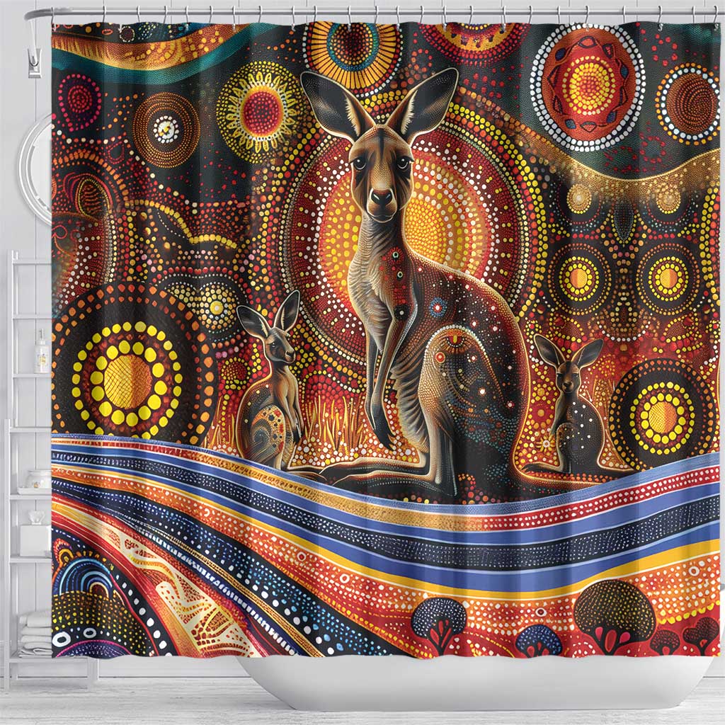 Australian Aboriginal Art Kangaroo Shower Curtain Our Children Our Future Aboriginal Dot Painting