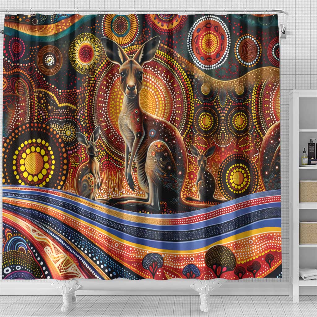Australian Aboriginal Art Kangaroo Shower Curtain Our Children Our Future Aboriginal Dot Painting