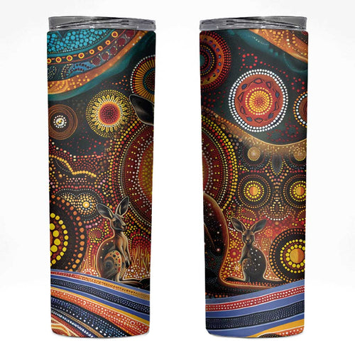 Australian Aboriginal Art Kangaroo Skinny Tumbler Our Children Our Future Aboriginal Dot Painting