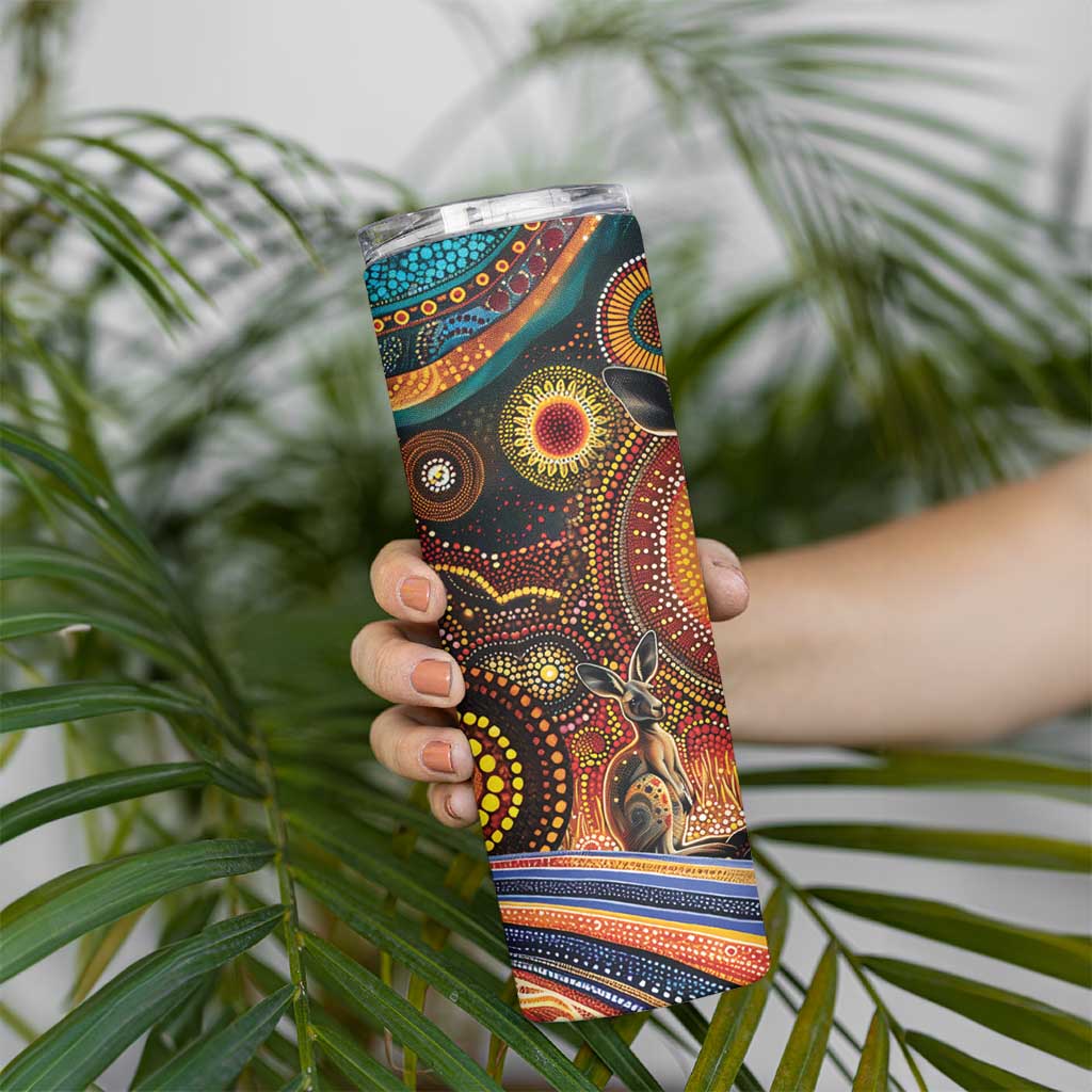 Australian Aboriginal Art Kangaroo Skinny Tumbler Our Children Our Future Aboriginal Dot Painting