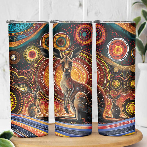 Australian Aboriginal Art Kangaroo Skinny Tumbler Our Children Our Future Aboriginal Dot Painting