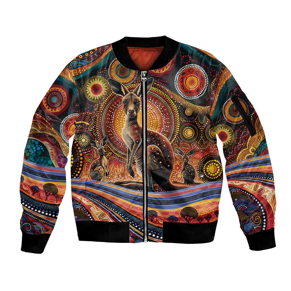 Australian Aboriginal Art Kangaroo Sleeve Zip Bomber Jacket Our Children Our Future Aboriginal Dot Painting