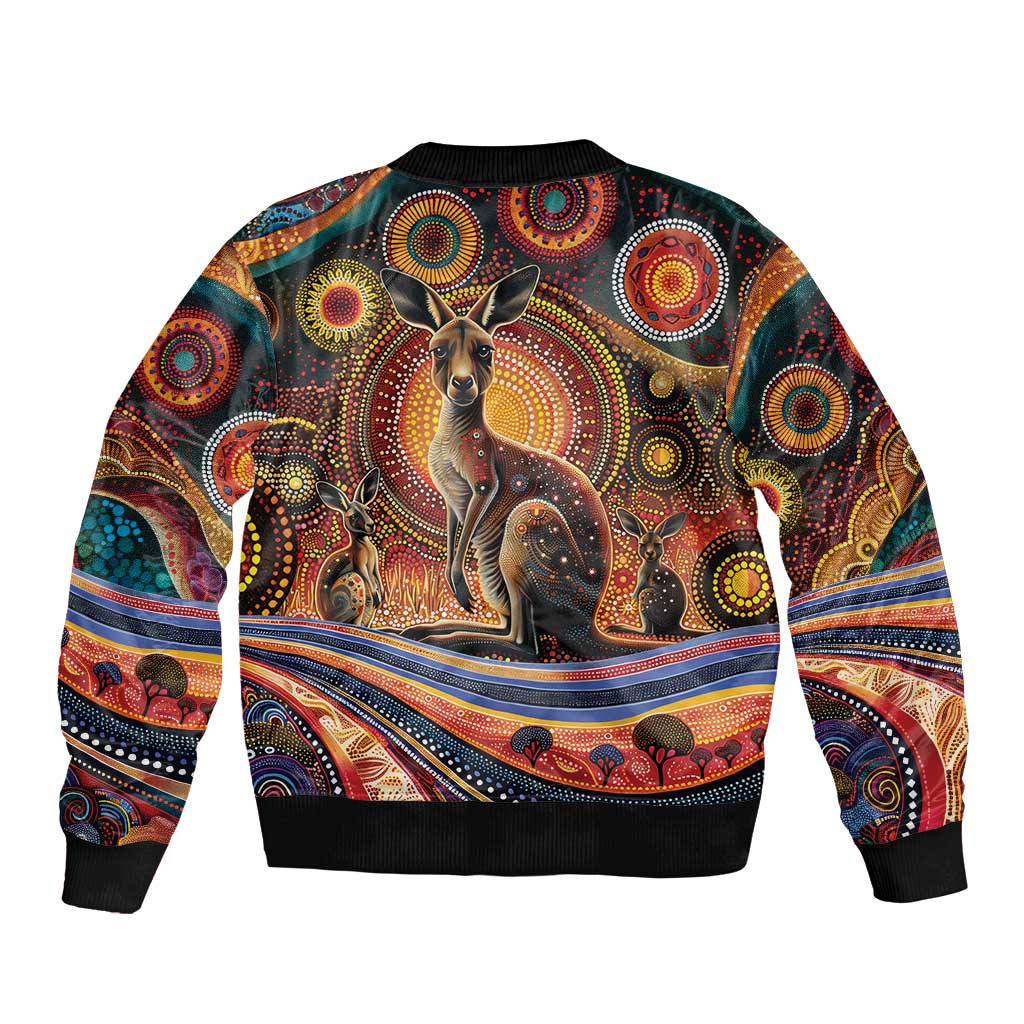 Australian Aboriginal Art Kangaroo Sleeve Zip Bomber Jacket Our Children Our Future Aboriginal Dot Painting
