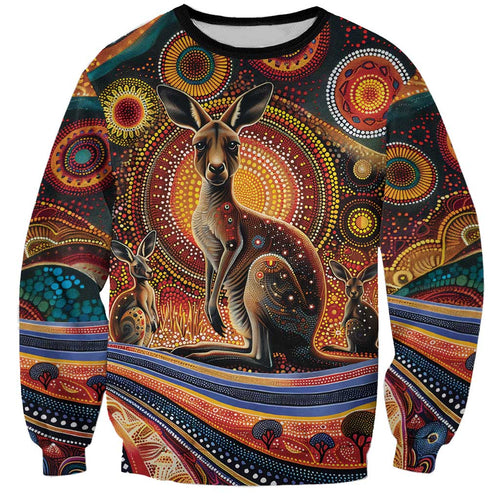 Australian Aboriginal Art Kangaroo Sweatshirt Our Children Our Future Aboriginal Dot Painting