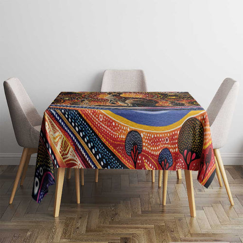 Australian Aboriginal Art Kangaroo Tablecloth Our Children Our Future Aboriginal Dot Painting