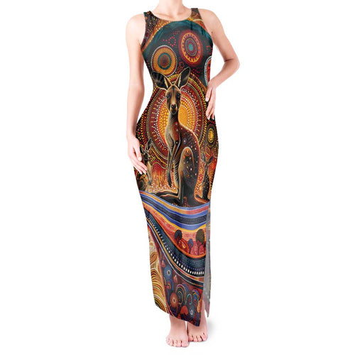 Australian Aboriginal Art Kangaroo Tank Maxi Dress Our Children Our Future Aboriginal Dot Painting