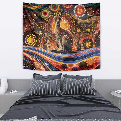 Australian Aboriginal Art Kangaroo Tapestry Our Children Our Future Aboriginal Dot Painting