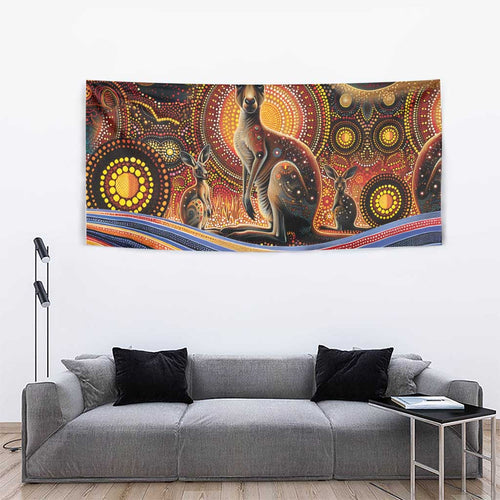 Australian Aboriginal Art Kangaroo Tapestry Our Children Our Future Aboriginal Dot Painting