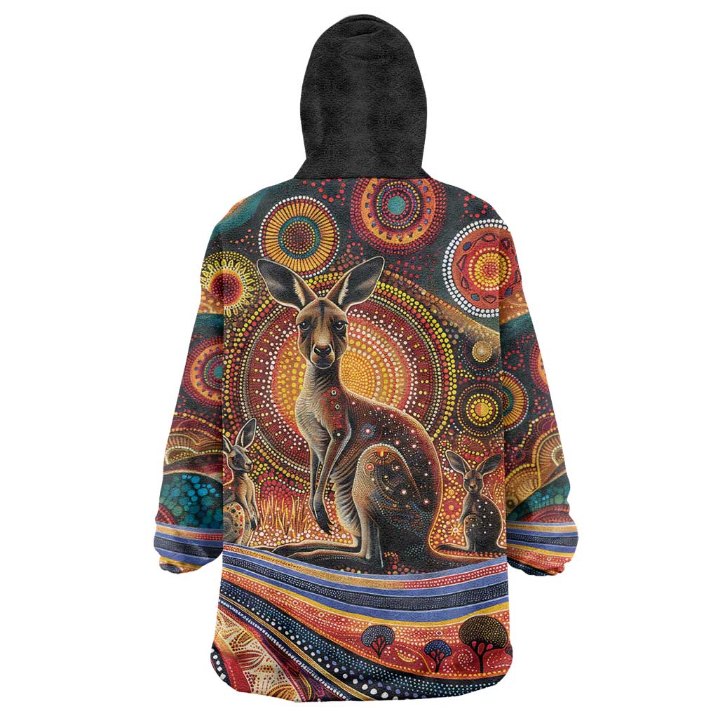 Australian Aboriginal Art Kangaroo Wearable Blanket Hoodie Our Children Our Future Aboriginal Dot Painting