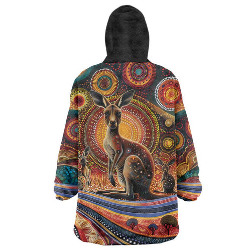 Australian Aboriginal Art Kangaroo Wearable Blanket Hoodie Our Children Our Future Aboriginal Dot Painting