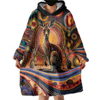 Australian Aboriginal Art Kangaroo Wearable Blanket Hoodie Our Children Our Future Aboriginal Dot Painting