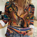 Australian Aboriginal Art Kangaroo Women Casual Shirt Our Children Our Future Aboriginal Dot Painting