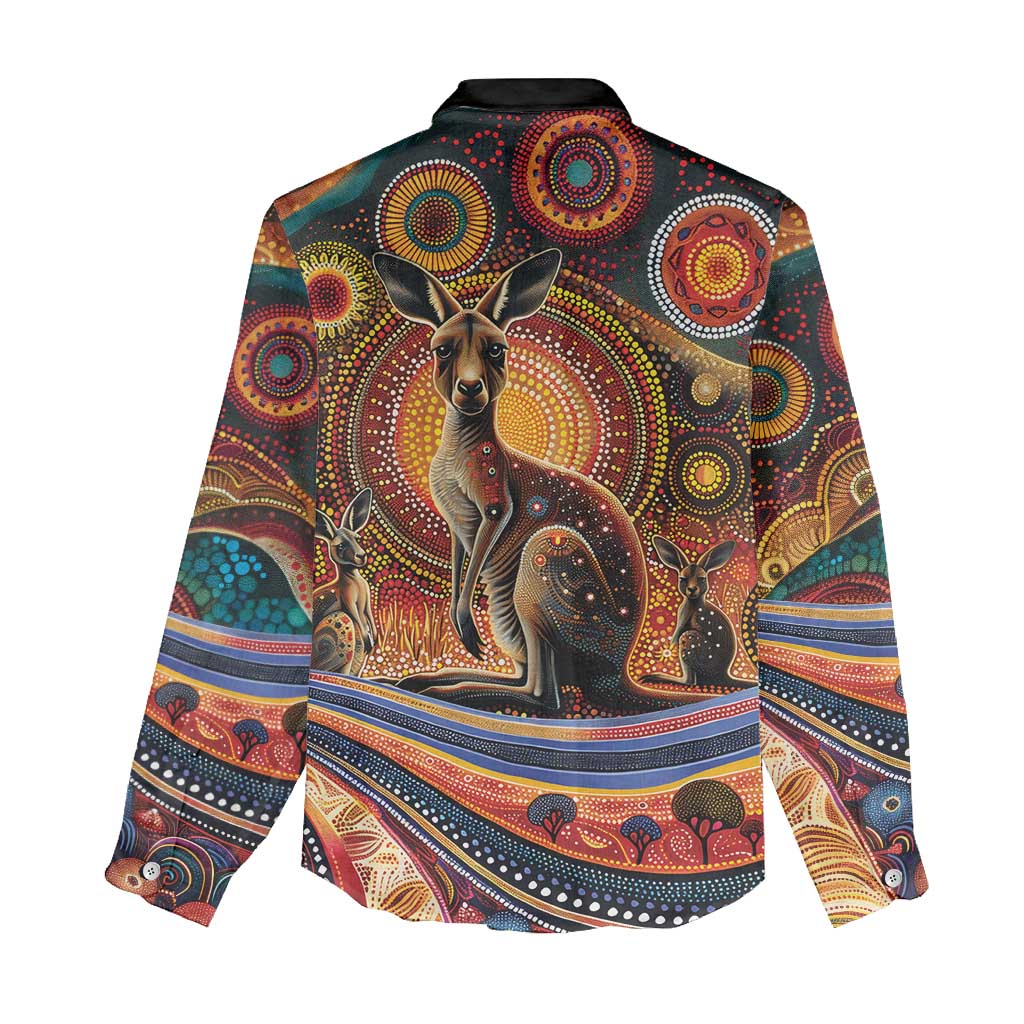 Australian Aboriginal Art Kangaroo Women Casual Shirt Our Children Our Future Aboriginal Dot Painting